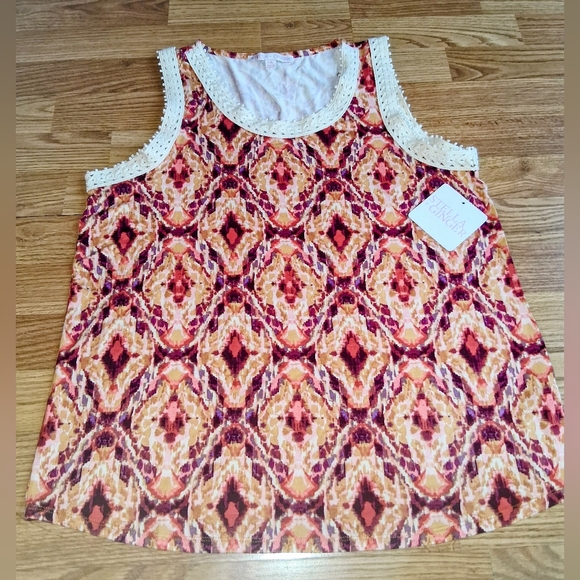 Stella + Ginger Tops - P** NWT Ladies Petite, Bright, Lace Trim Tank Top, PM, PXL,